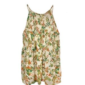 Calvin Klein Jeans S floral boho tank top bohemian blouse flowy orange natural